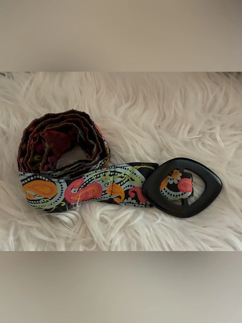 Bella Ba Colorful Paisley Fabric Belt‎ with Black Buckle